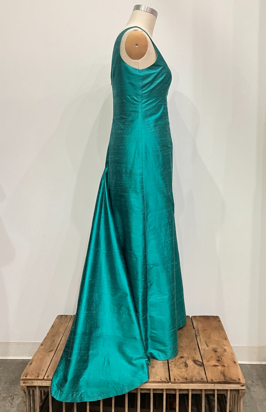 Turquoise V-neck Fishtail Dress, size Large