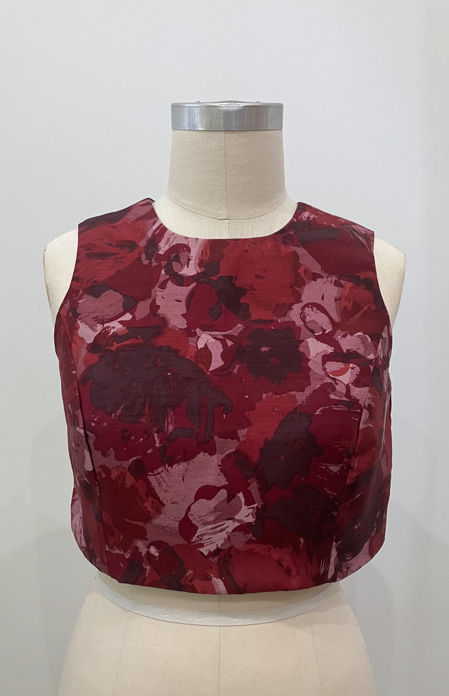 Plum Abstract Floral Crop Top, size Medium & Large