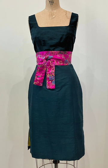 Scoopneck Shantung Cocktail Dress, size Small