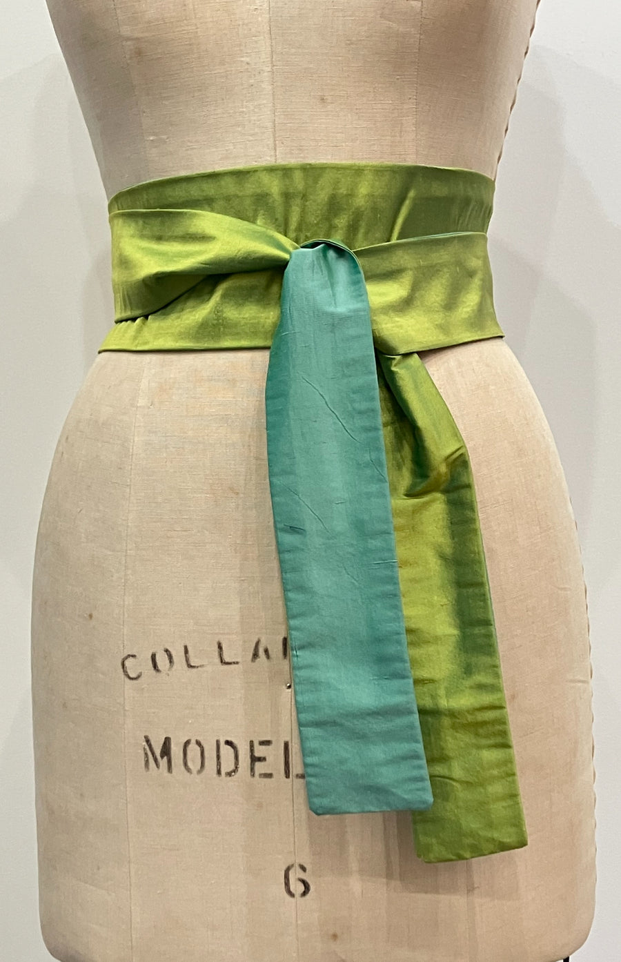 Mint and Lime Shantung Obi Sash