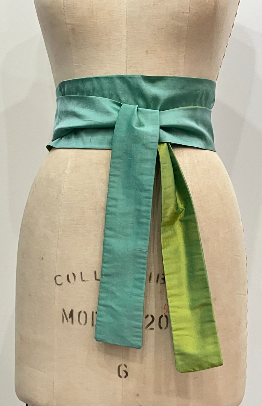 Mint and Lime Shantung Obi Sash