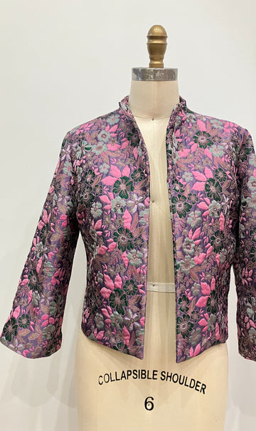 Lilac Floral Brocade Boxy Jacket