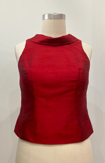 Ruby Roll-collar Shantung Top