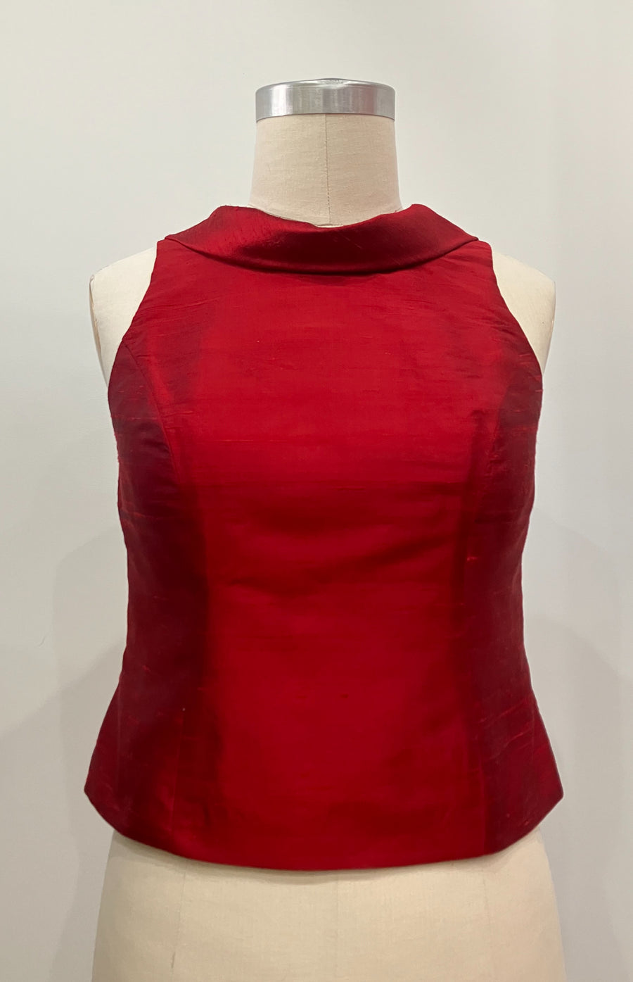 Ruby Roll-collar Shantung Top