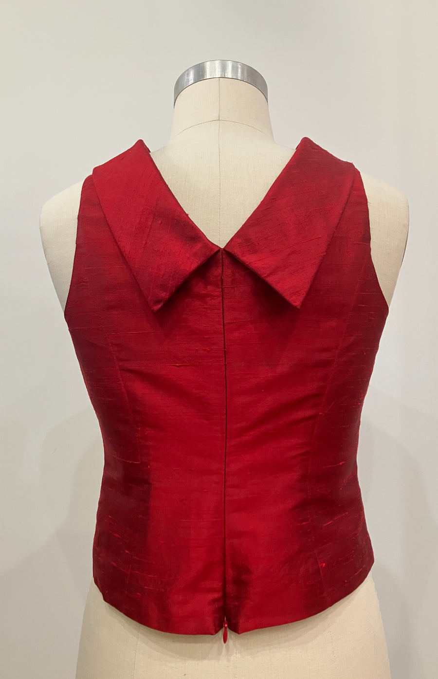 Ruby Roll-collar Shantung Top