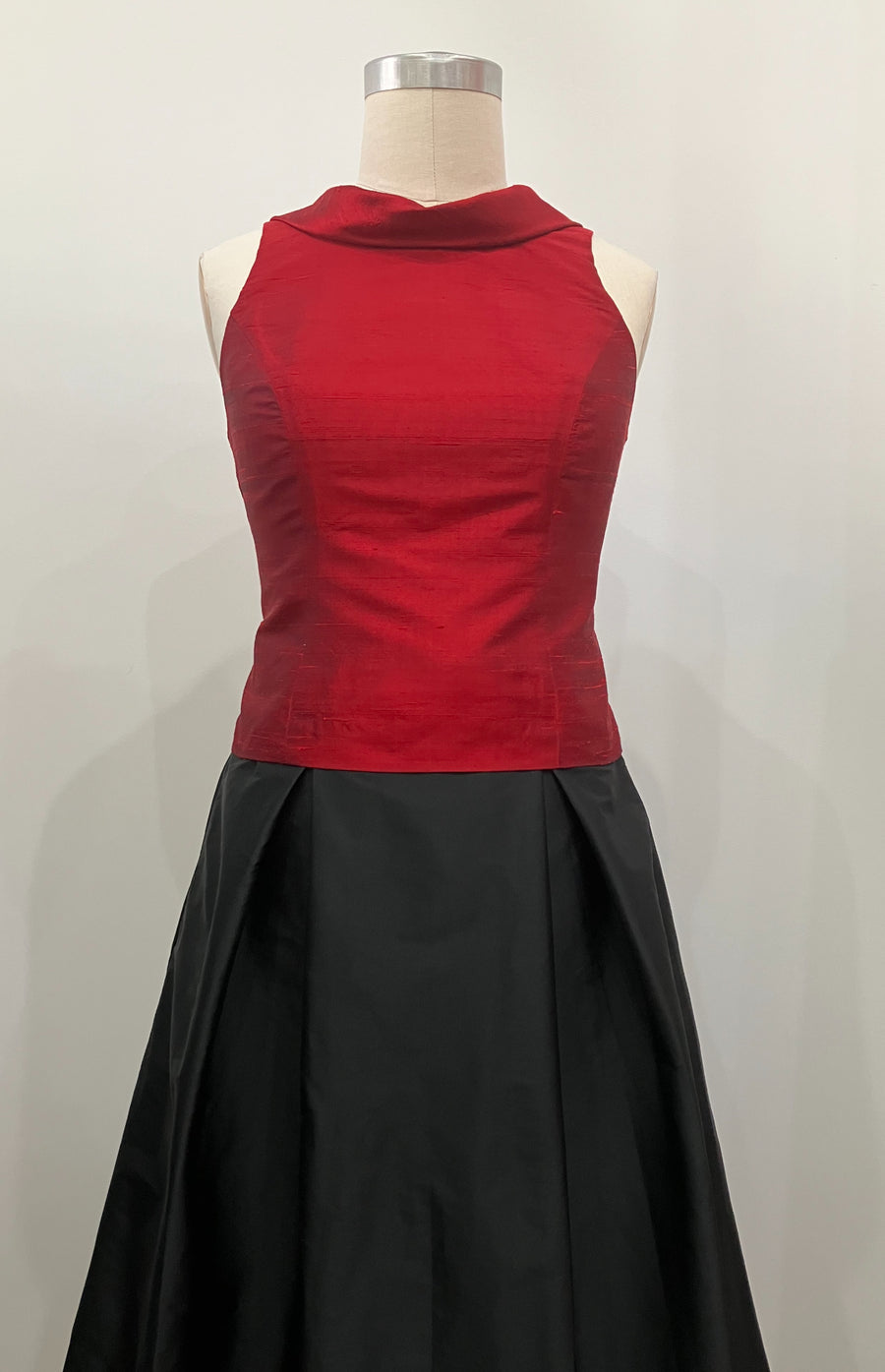 Ruby Roll-collar Shantung Top