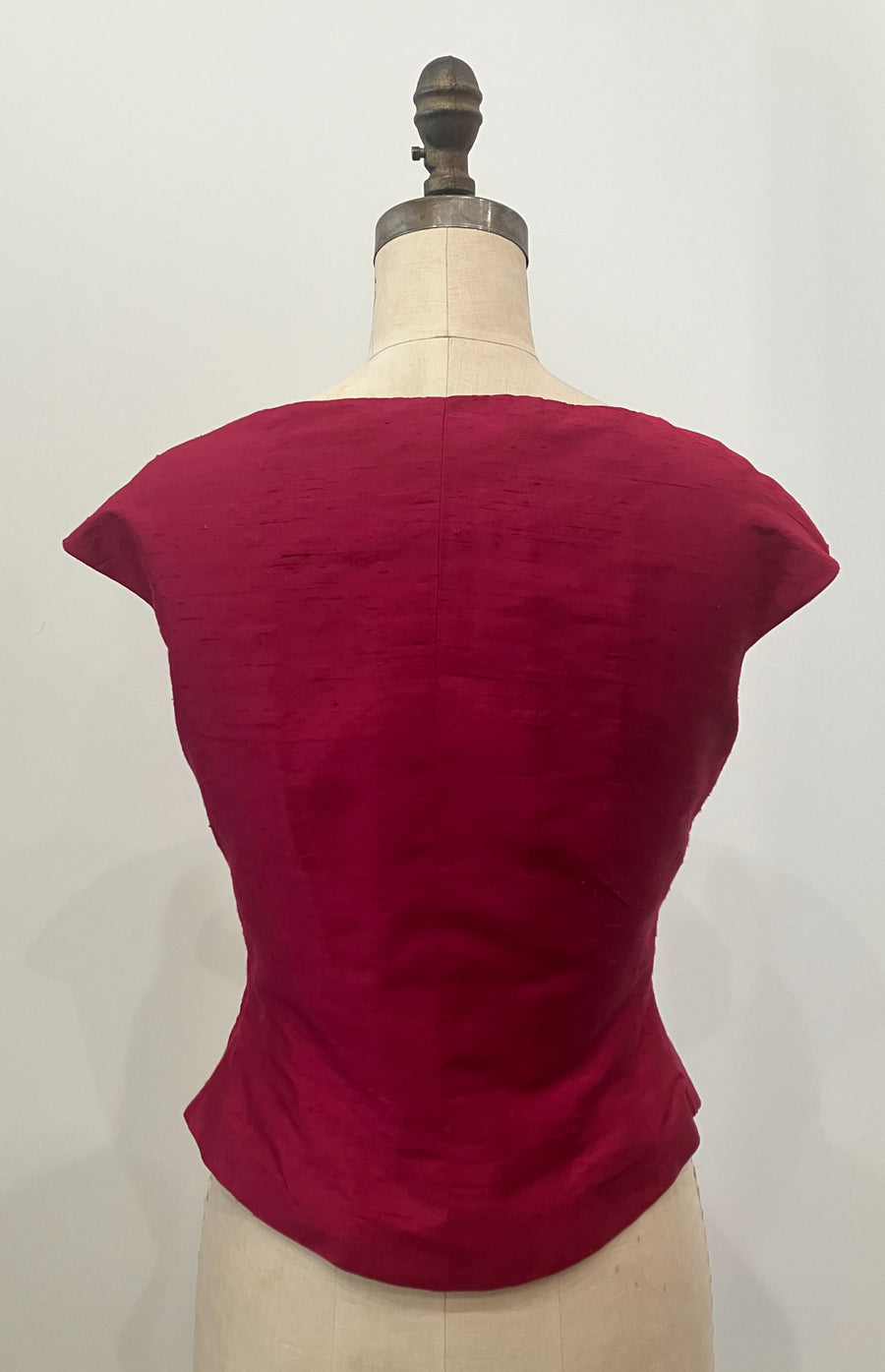 Raspberry Shantung Top, size Small