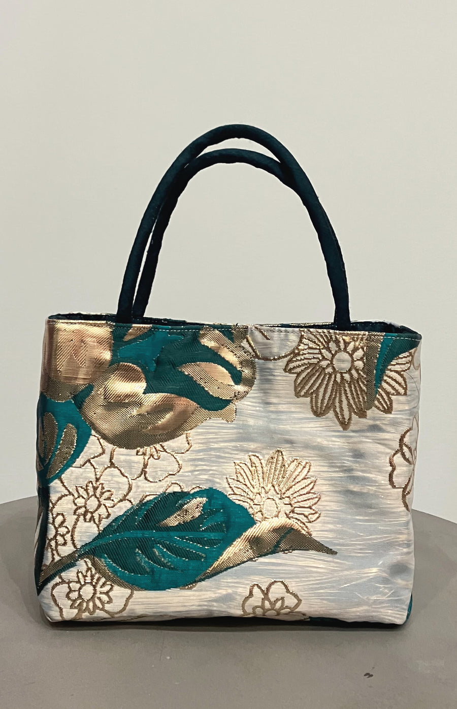Metallic Bloom Brocade Mini Tote