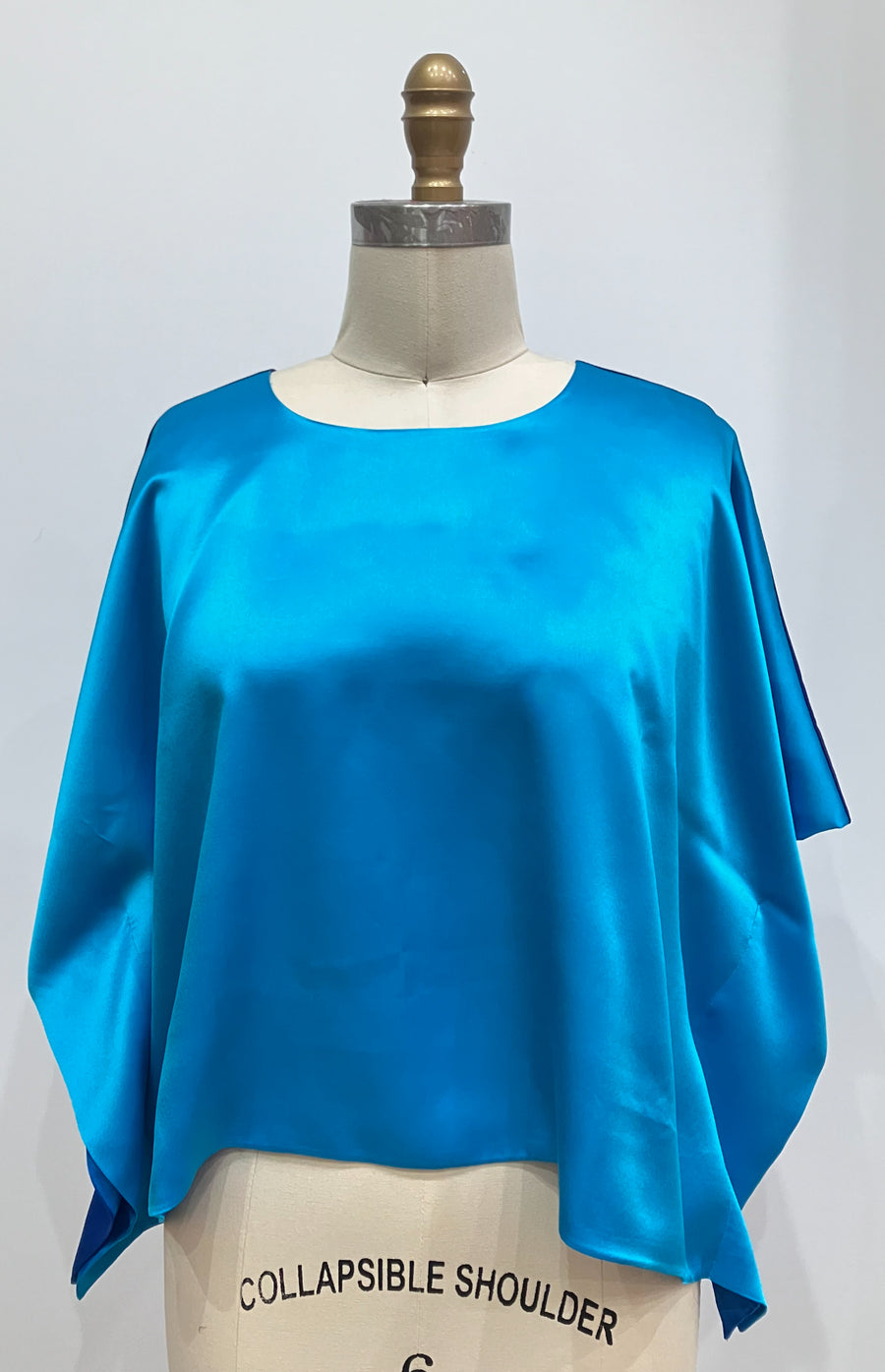 Turquoise Color-block Crop Top