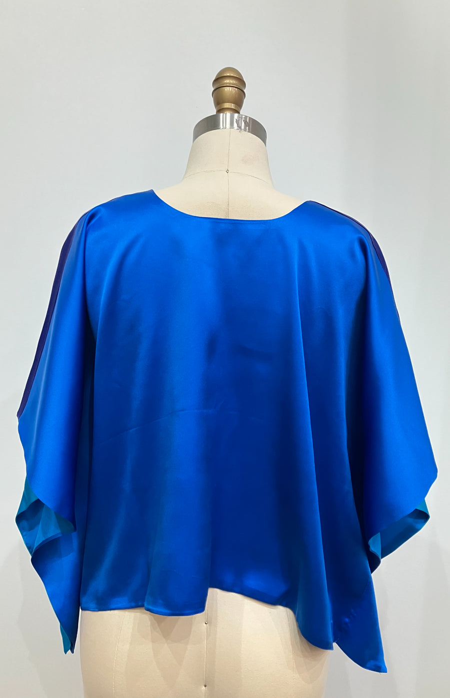 Turquoise Color-block Crop Top