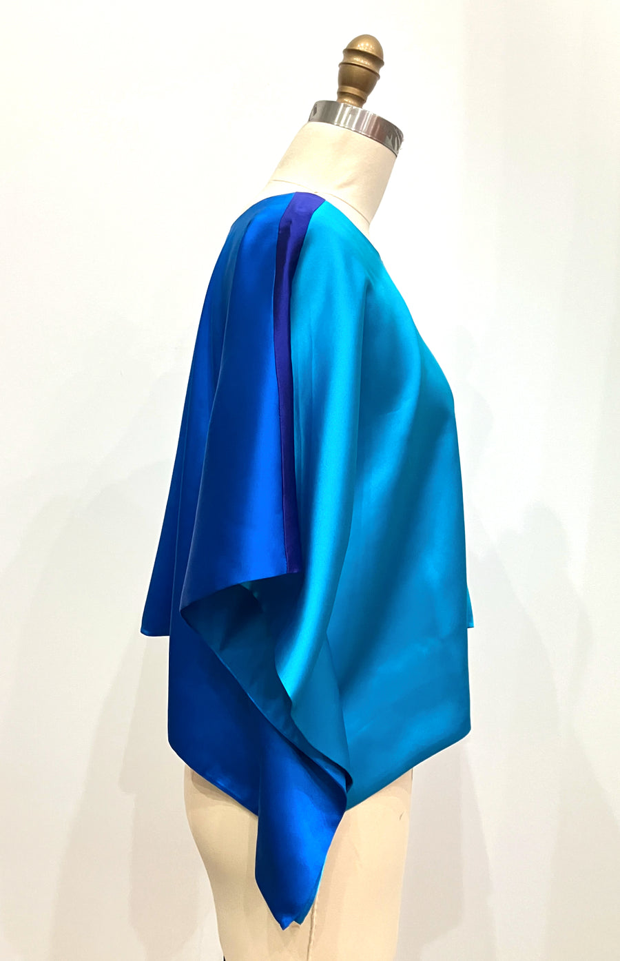 Turquoise Color-block Crop Top
