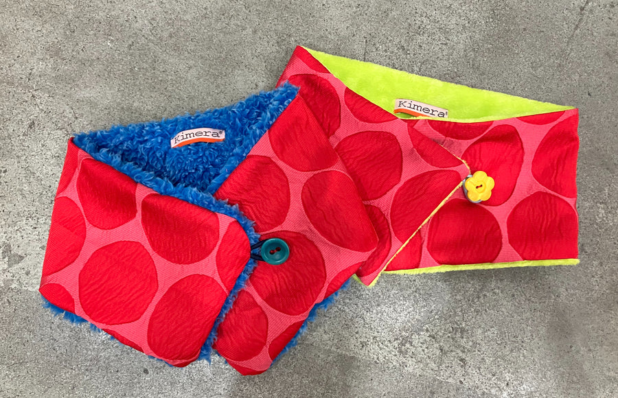 Red & Pink Dot Brocade Neckwarmer