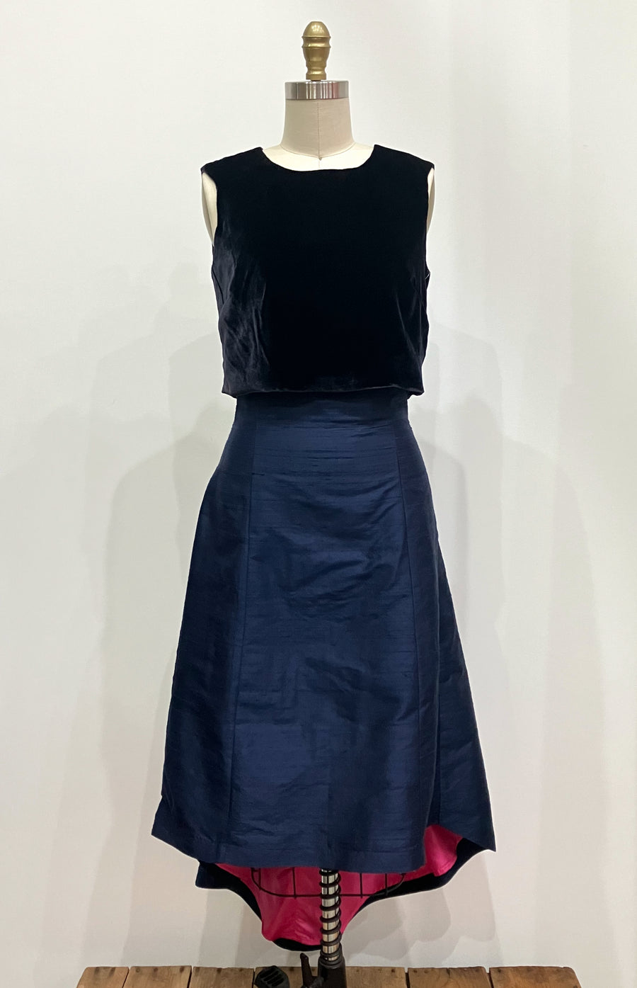 Navy Velvet Crop Top