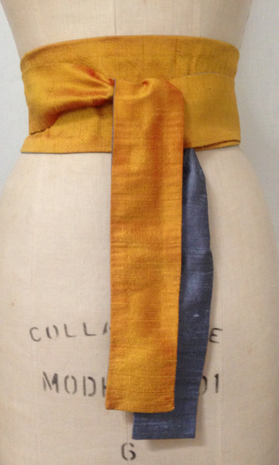 Slate Blue and Saffron Reversible Sash