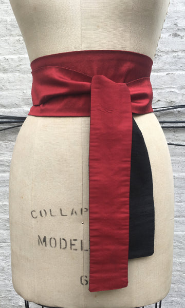 Red and Black Reversible Obi Sash