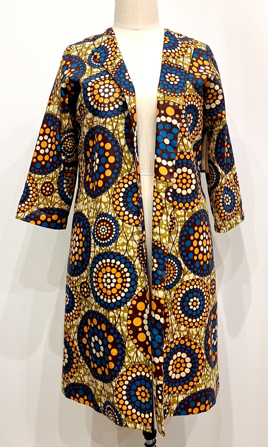 African Wax Print Duster Coat, size Large