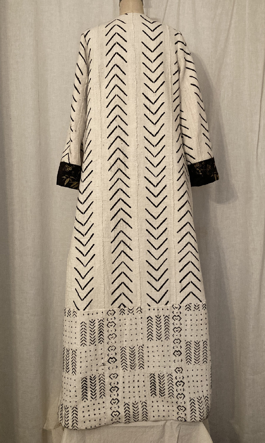 Long White African Mud Cloth Coat