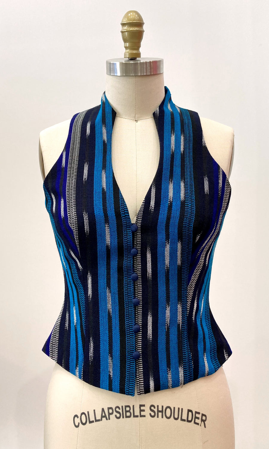 Blue Guatemalan Stripe Vest, size Small