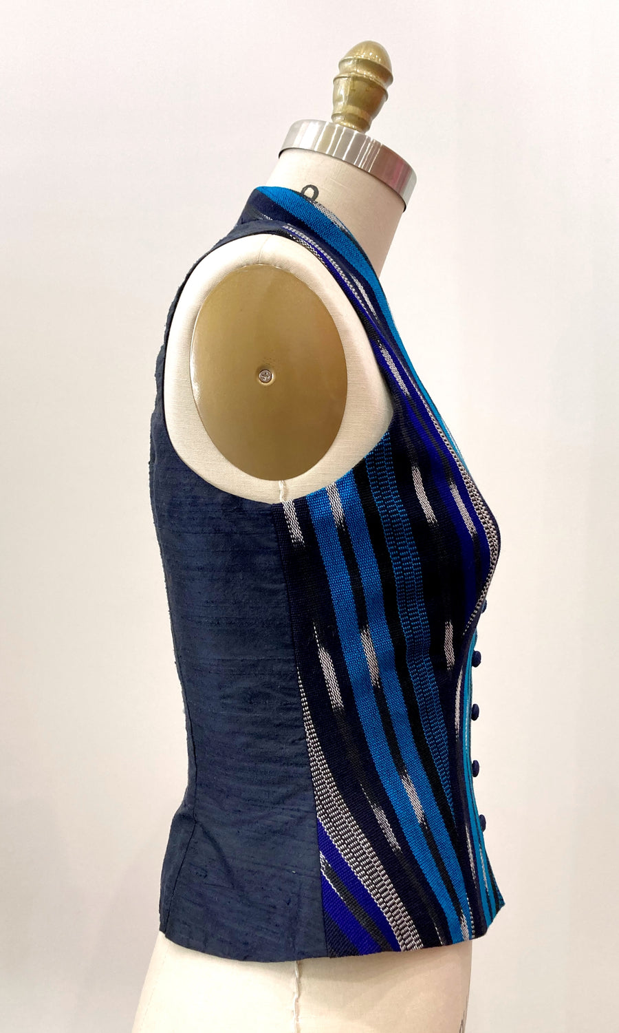 Blue Guatemalan Stripe Vest, size Small