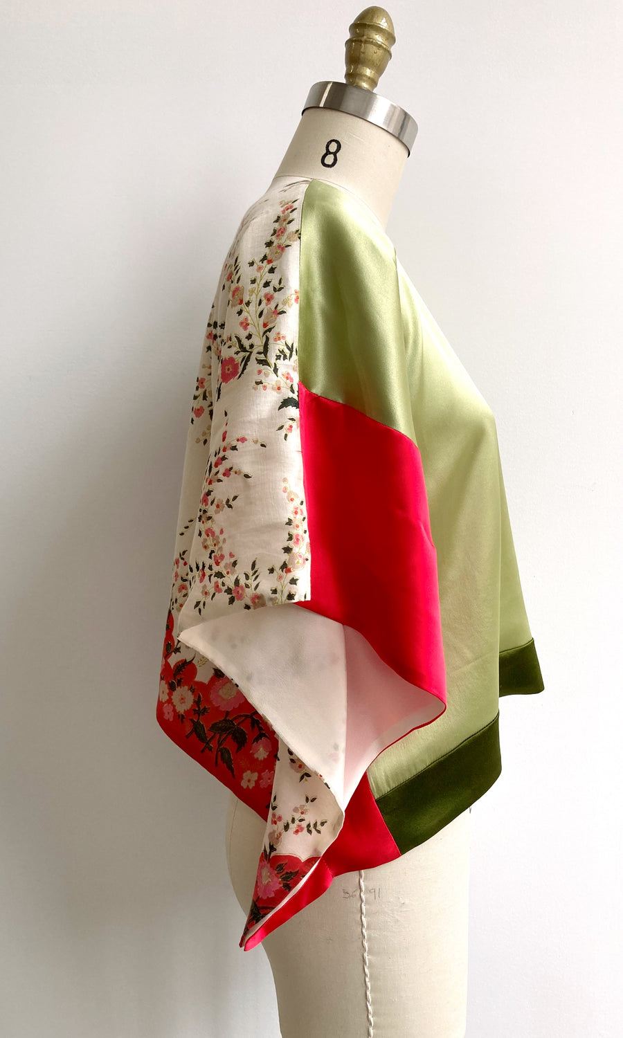 Floral Sari & Color-block Crop Top