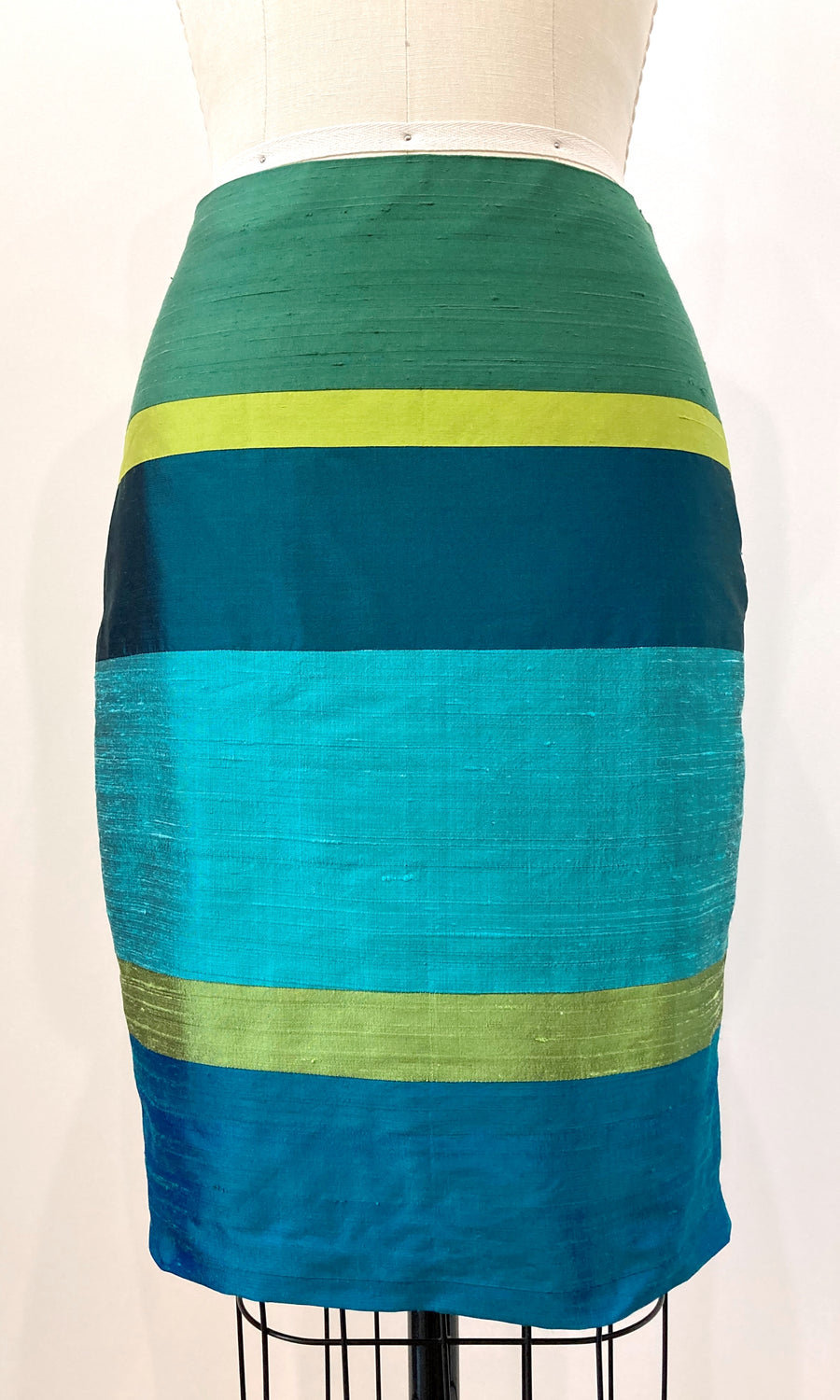 Pieced Stripe Pencil Skirt, size Small