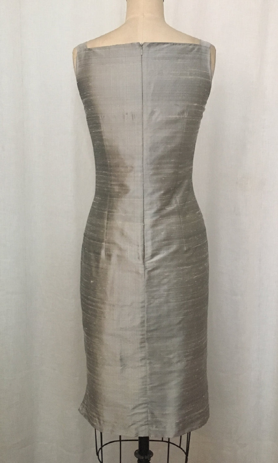 Pewter Classic Shantung Sheath Dress, size X-small