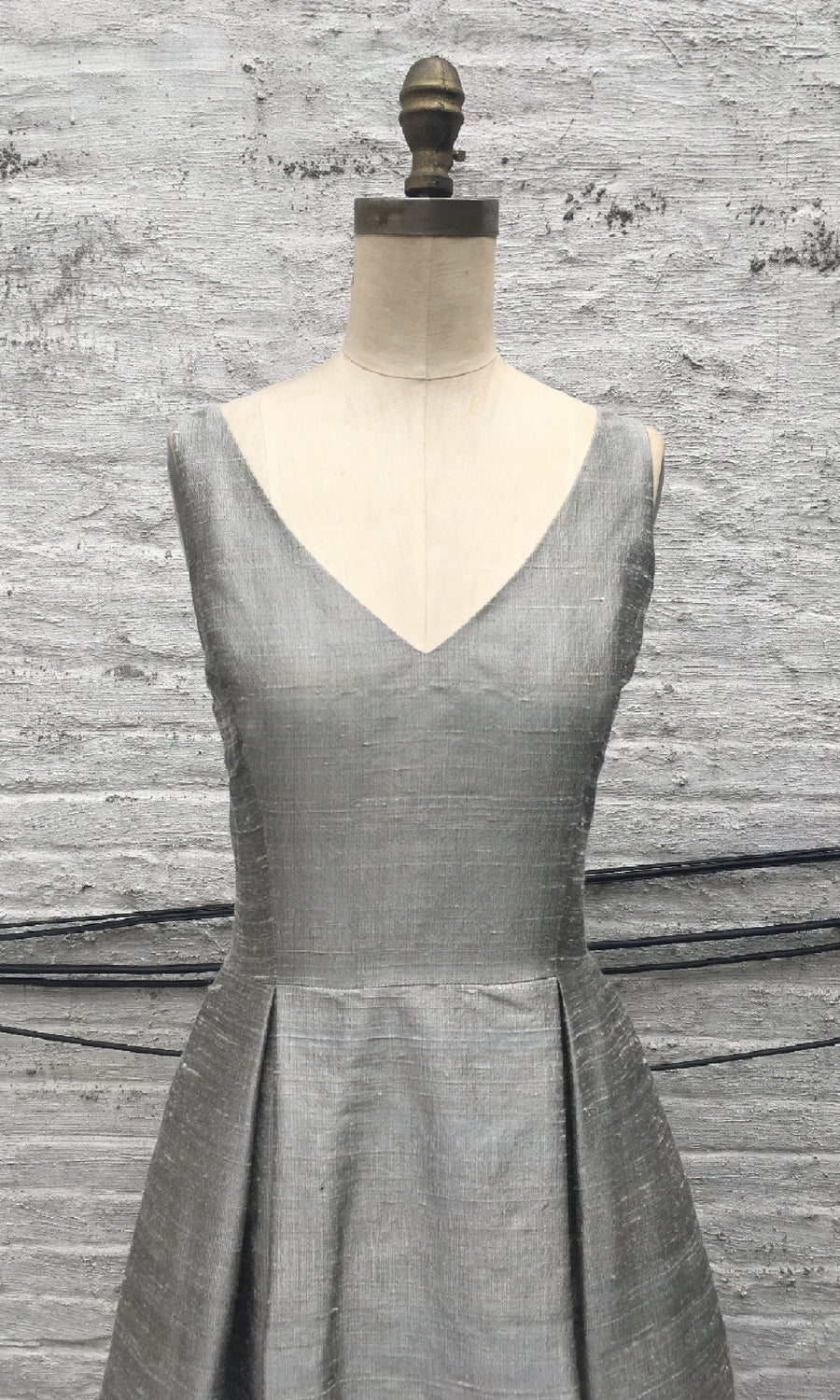 Pewter Classic V-neck Ball Gown, size Medium