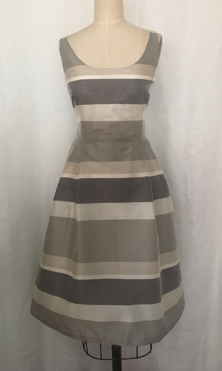 Striped Gray Taffeta Party Dress, size Small