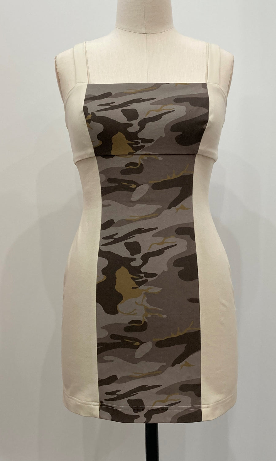 Camo Mixed Media Mini Dress, size Medium/Large Kimera Camo Mixed Media Mini Dress, size Medium/Large Kimera