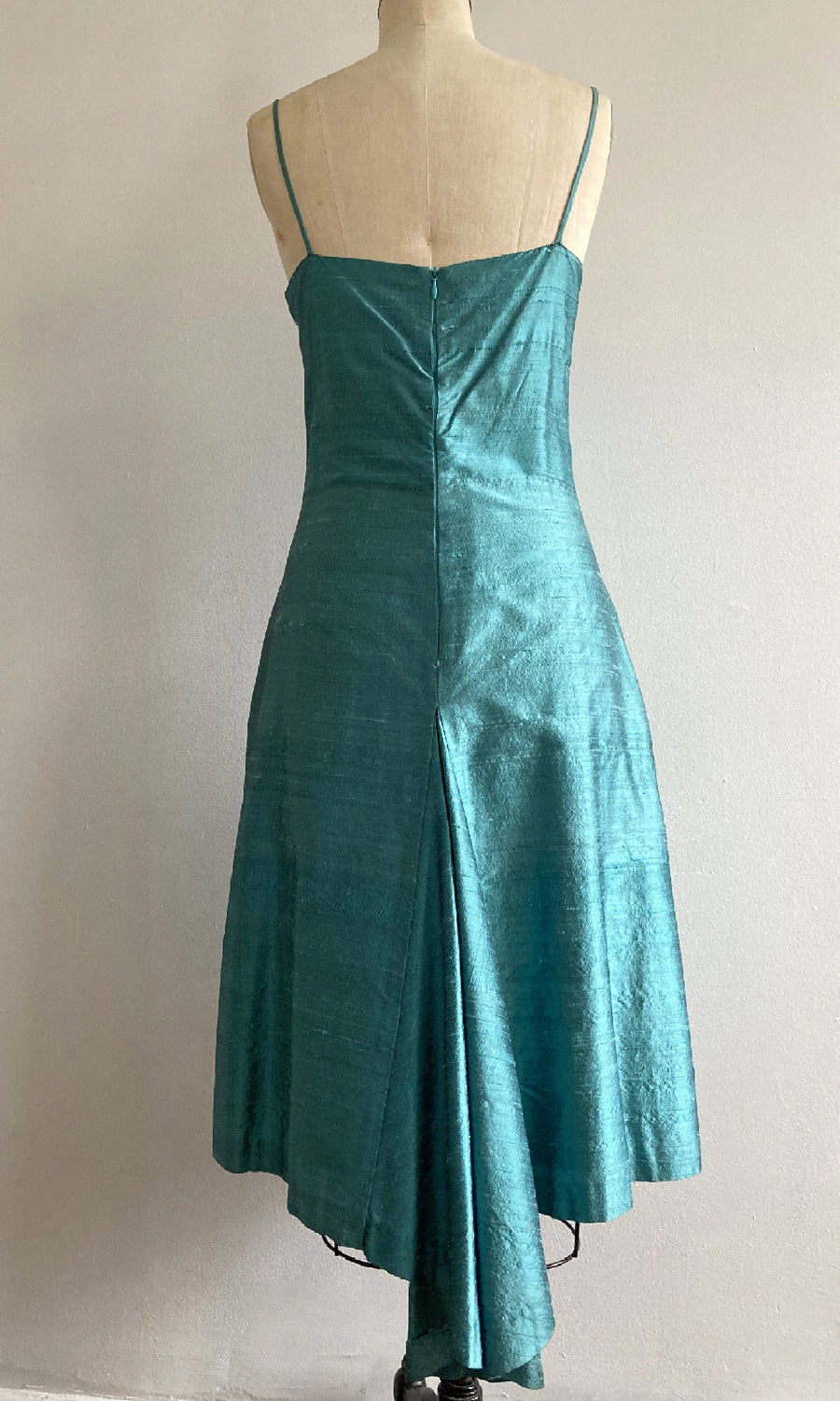 Turquoise Shantung A-line Sundress, size Medium