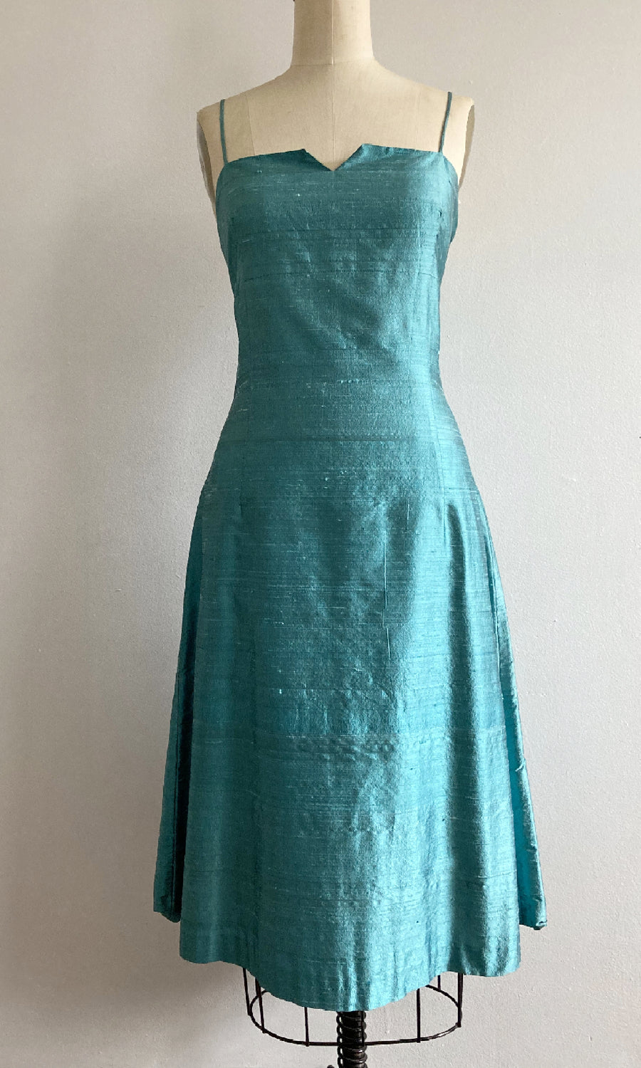 Turquoise Shantung A-line Sundress, size Medium