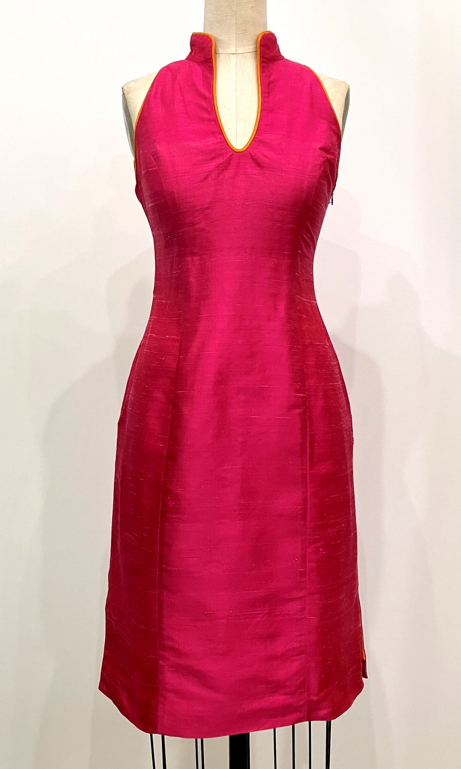 Pink Shantung Modern Cheongsam Dress, size X-small