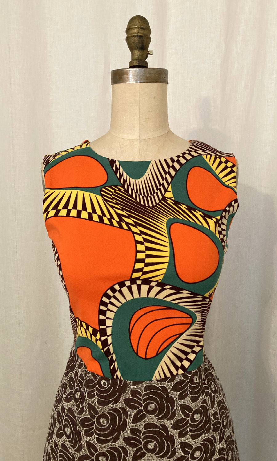 African Print & Eyelet A-line Dress