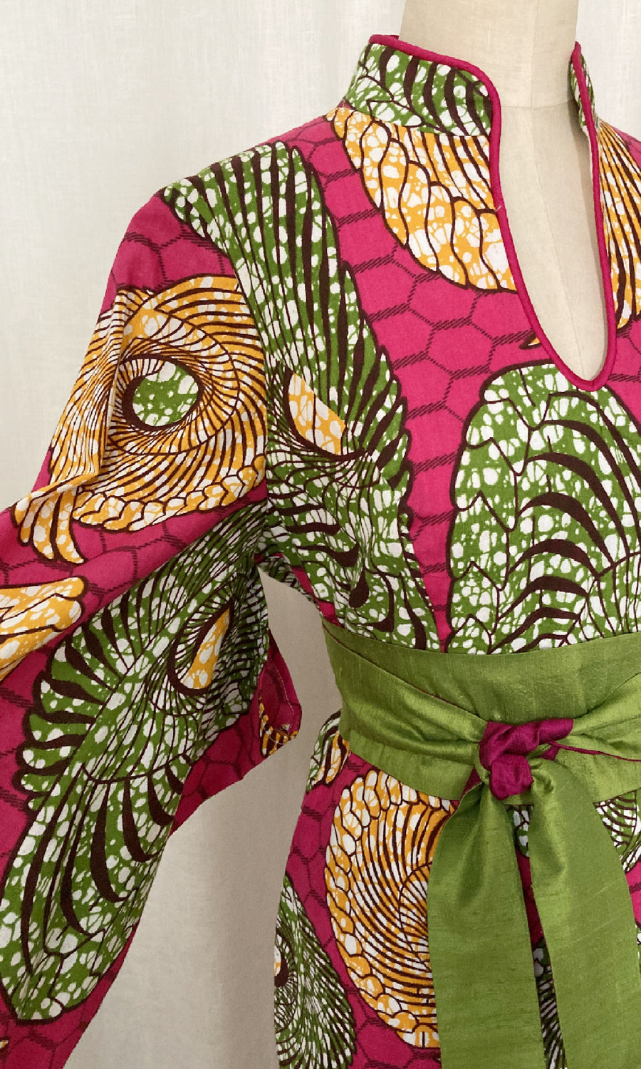 African Print Kimono-sleeve Cheongsam Dress, size Medium Kimera African Print Kimono-sleeve Cheongsam Dress, size Medium Kimera