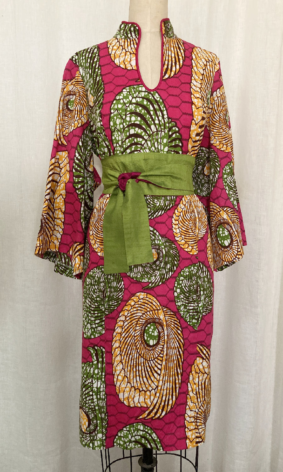 African Print Kimono-sleeve Cheongsam Dress, size Medium Kimera African Print Kimono-sleeve Cheongsam Dress, size Medium Kimera