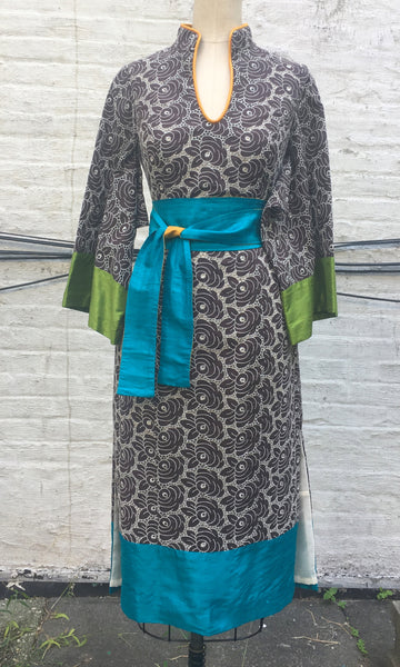 Eyelet Color-block  Kimono Cheongsam, size X-small