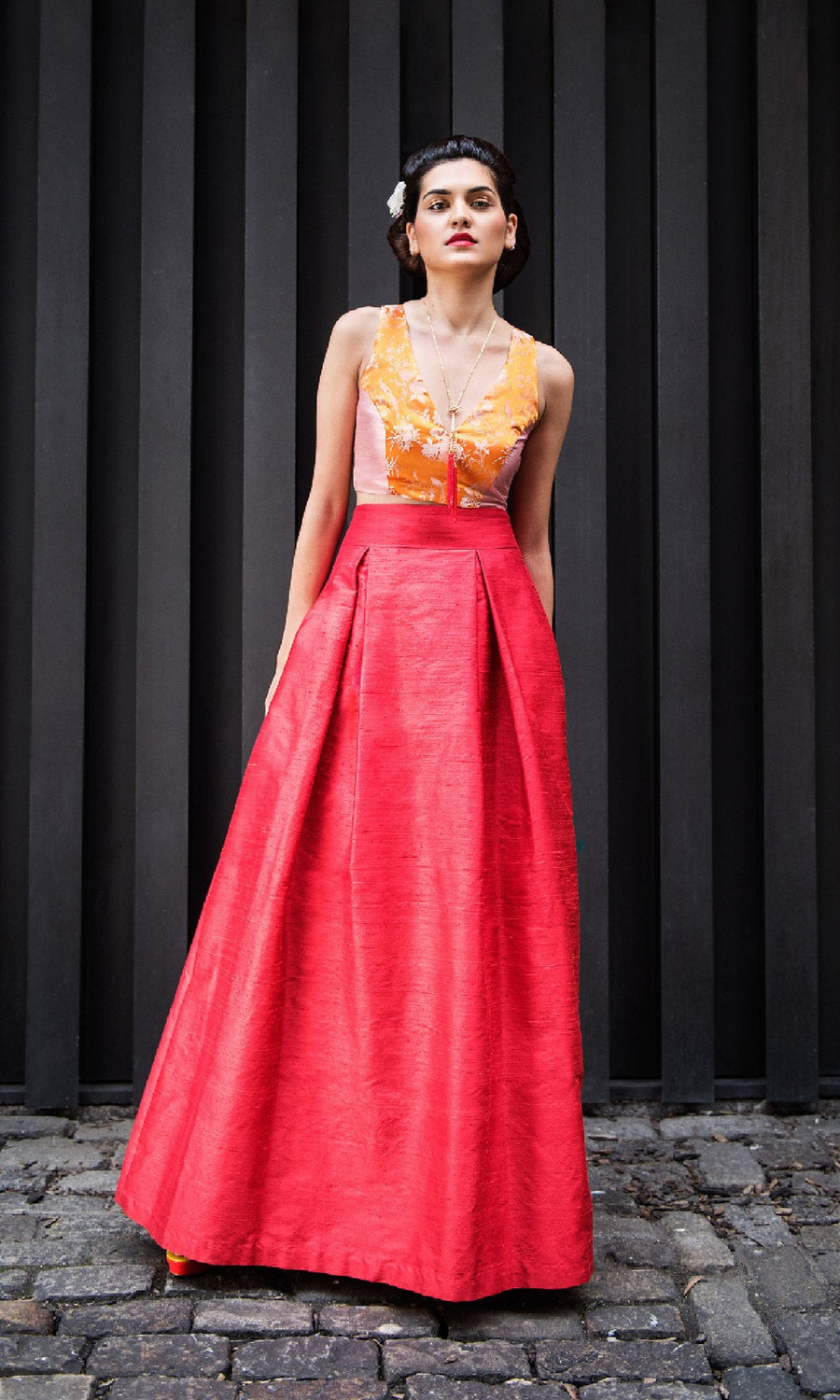 Shantung Long Ball-Gown Skirt