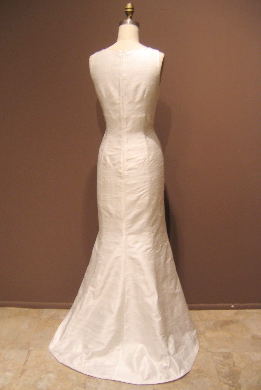 Deep V Simple Shantung Wedding Dress