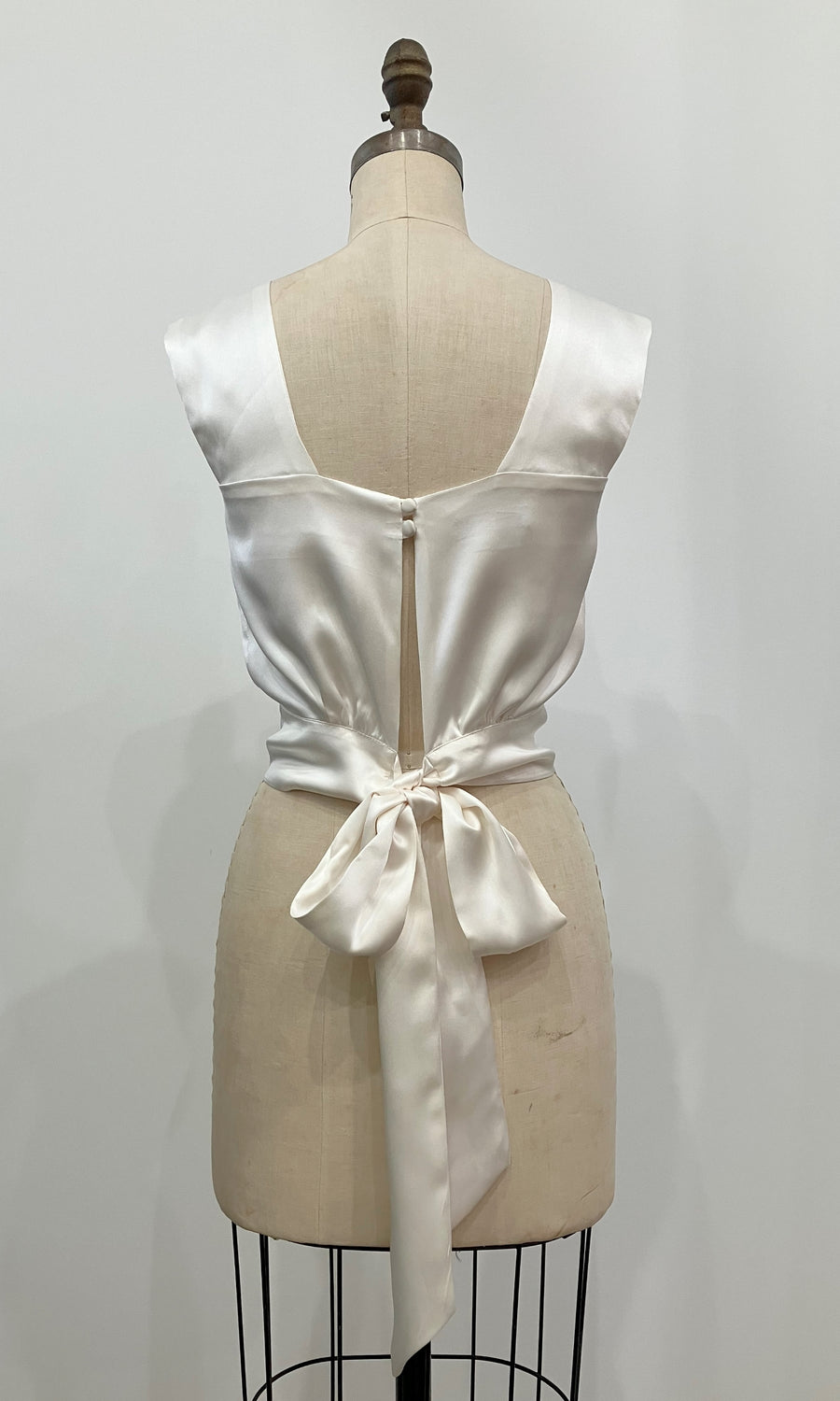 Ivory Charmeuse Wrap-and Tie Top