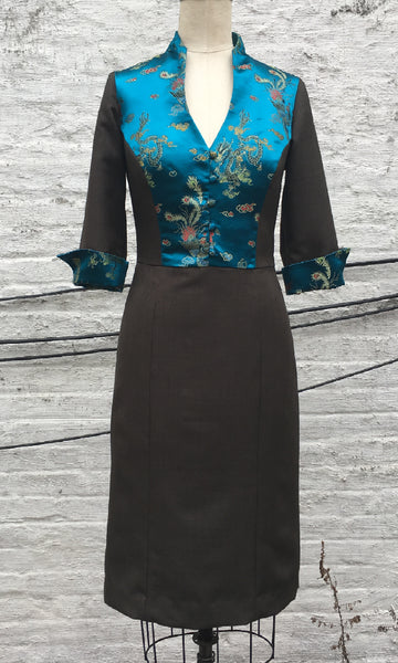 Brocade and Wool Day Dress, size Small