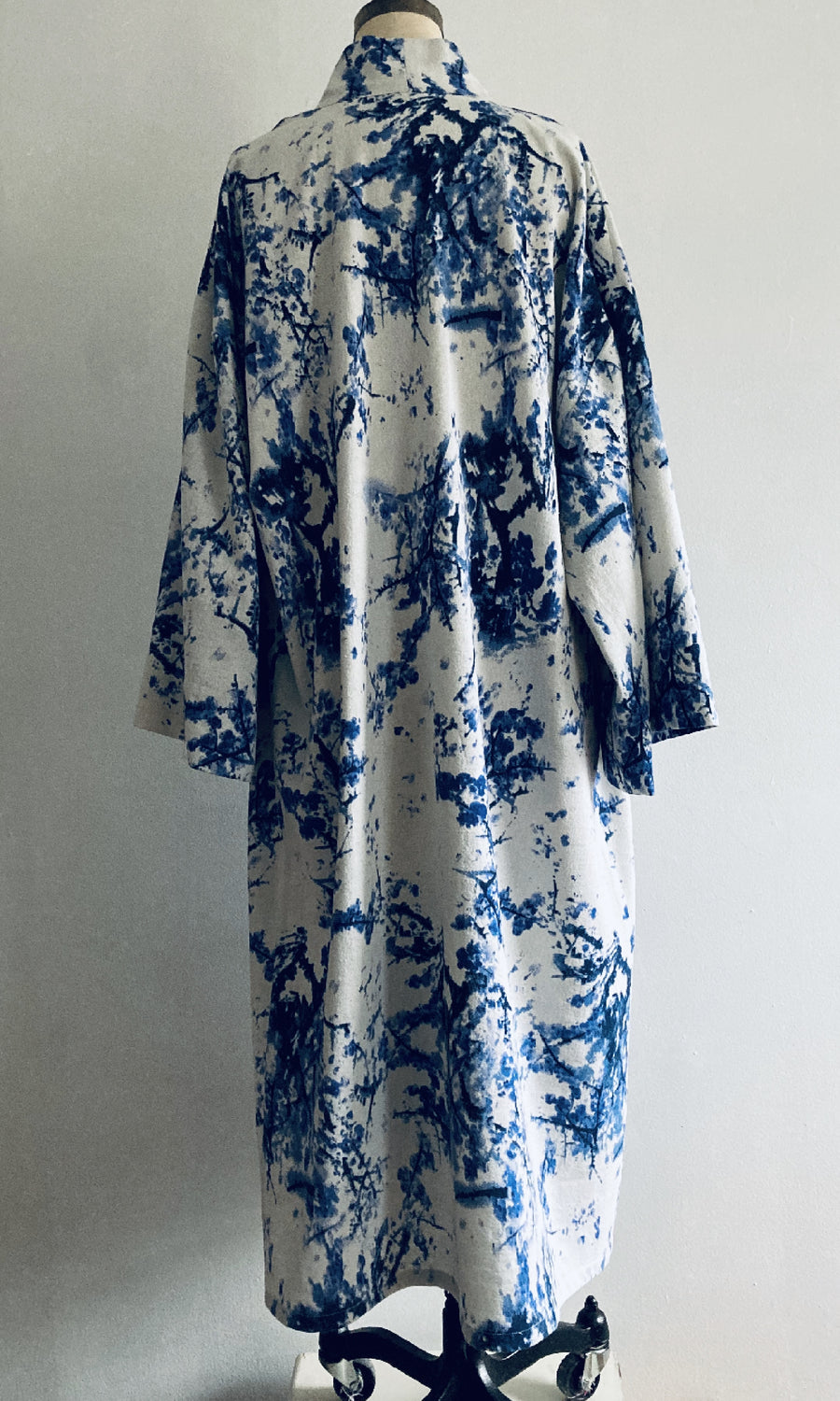 Blue Ink Printed Linen Kimono