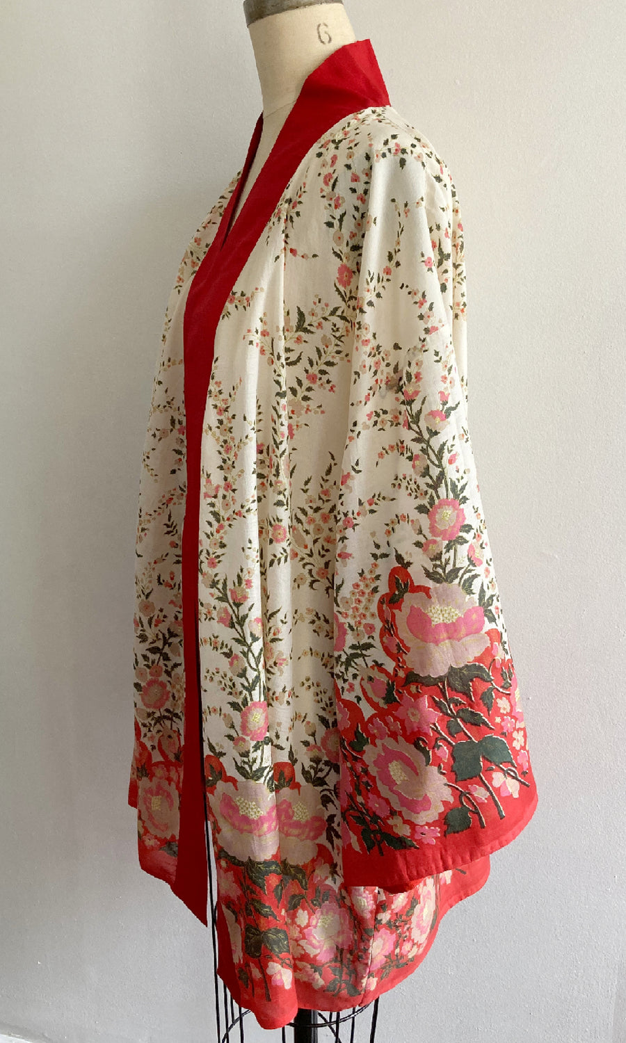 Upcycled Red Floral Sari Kimono