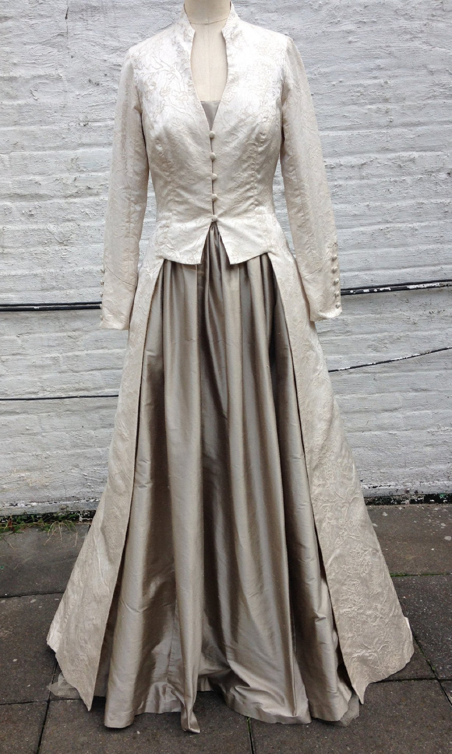 Brocade Long Edwardian Wedding Coat