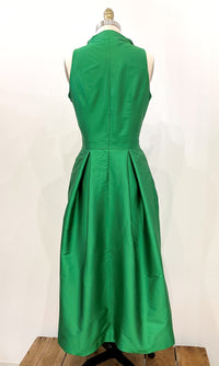 Kelly Green Taffeta Tea-length Shirtdress