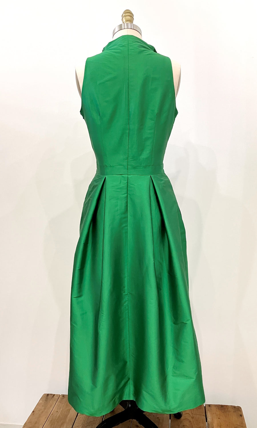 Kelly Green Taffeta Tea-length Shirtdress Kimera Kelly Green Taffeta Tea-length Shirtdress Kimera