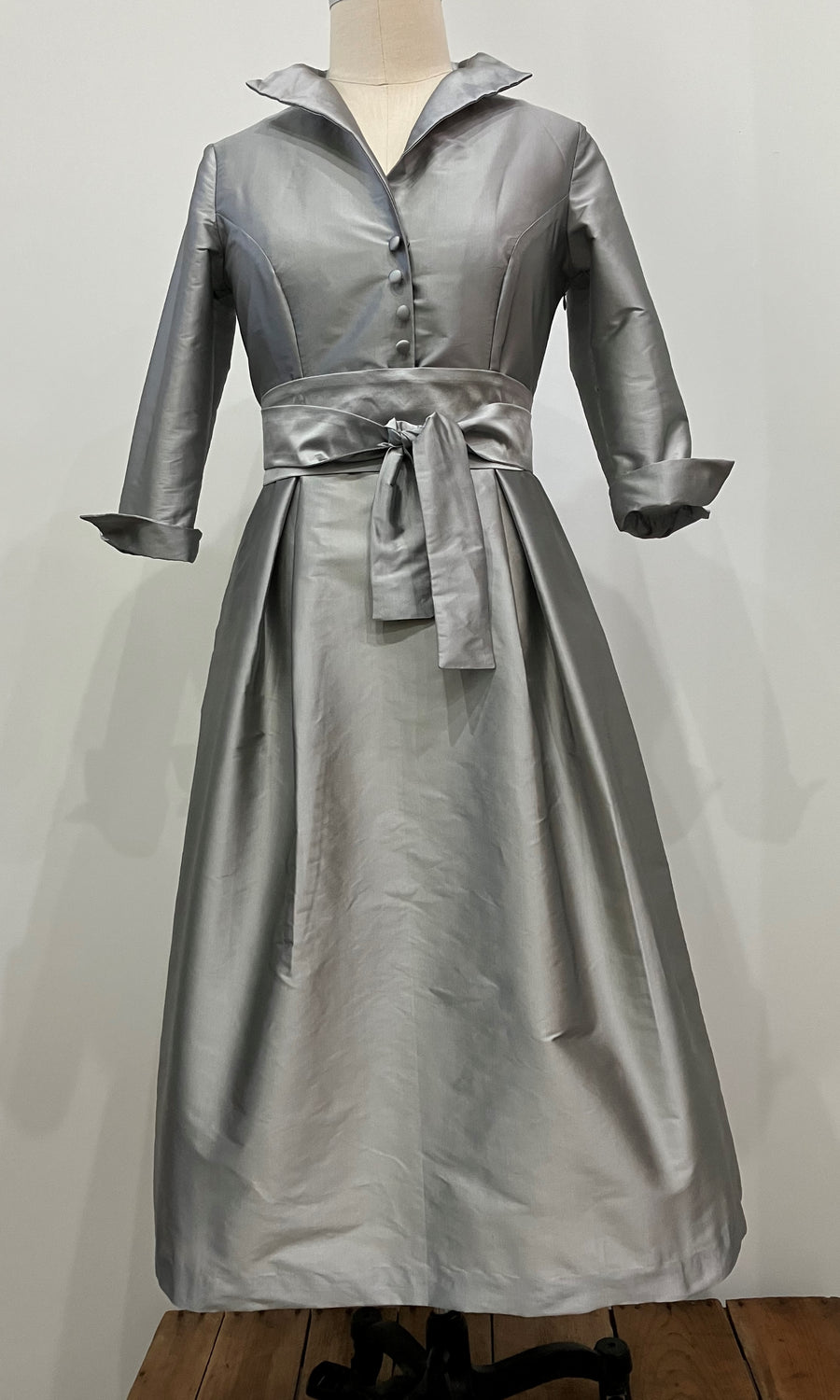 Washable Taffeta Tea-length Shirtdress – Kimera Washable Taffeta Tea-length Shirtdress – Kimera